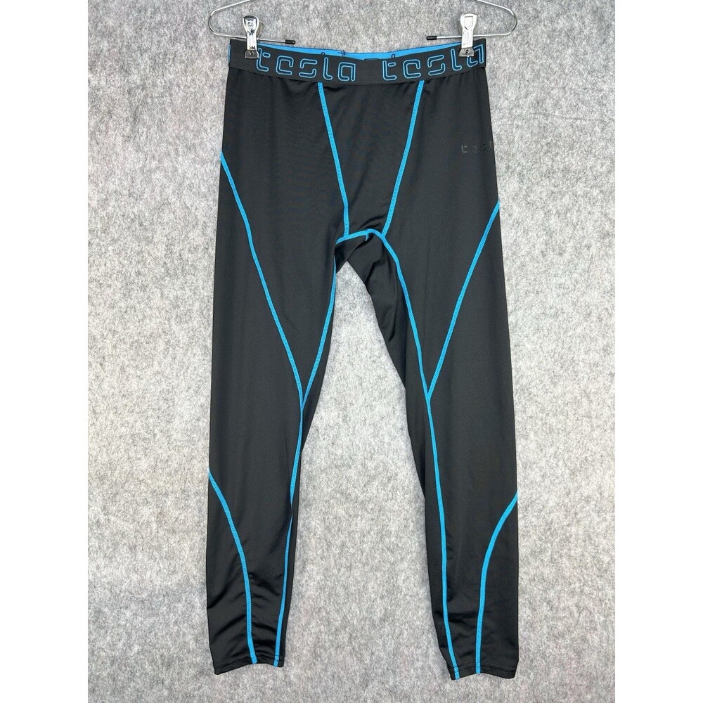 Tesla Compression Leggings Men's L Large Black Fitted Stretch Base Layer Tight